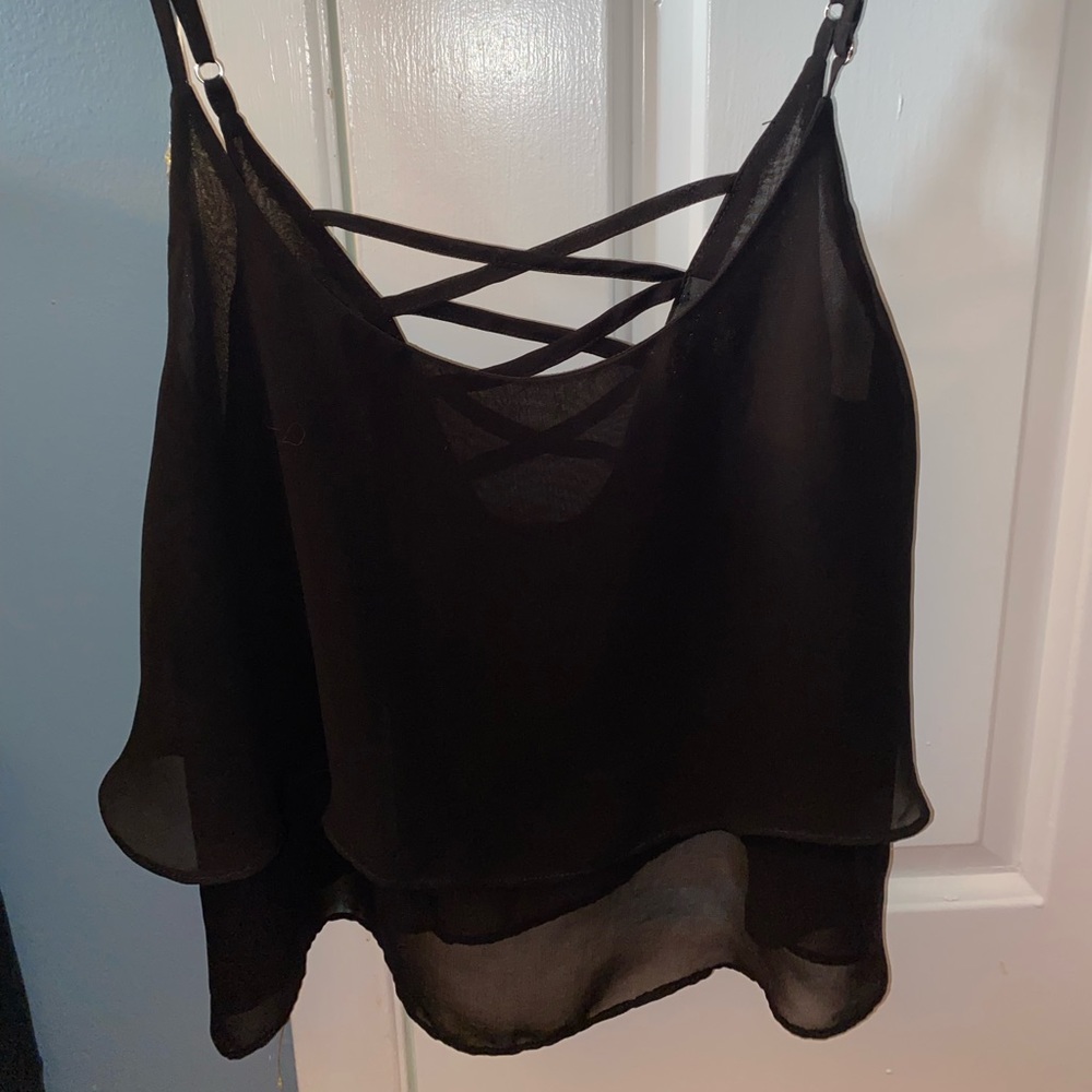 A black tank top that is sheer and great for the summer time